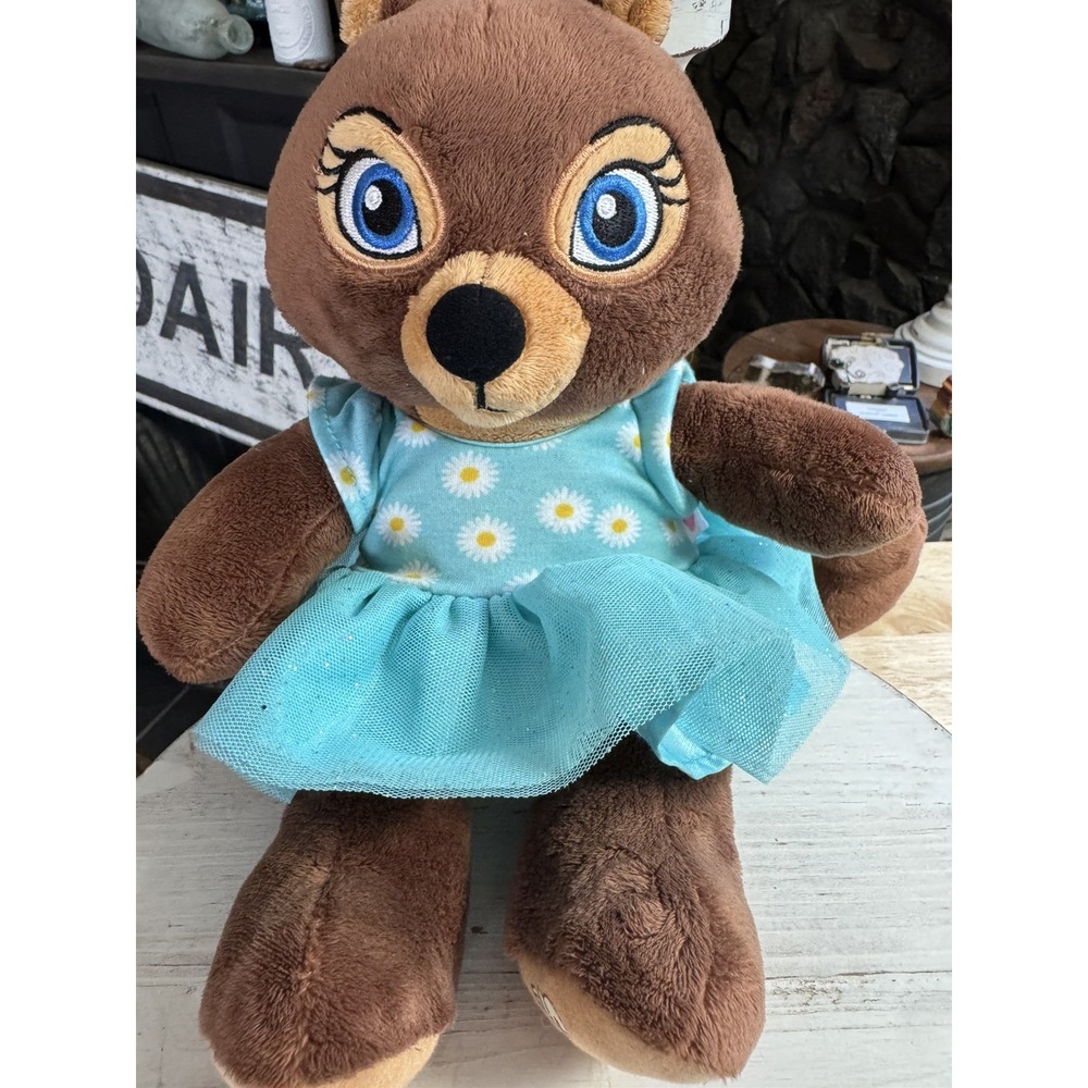 Build A Bear Sammy the Squirrel Plush '22 BAB Teal Daisy Dress Great Wolf Lodge
